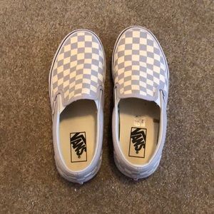 White and gray checkered Vans